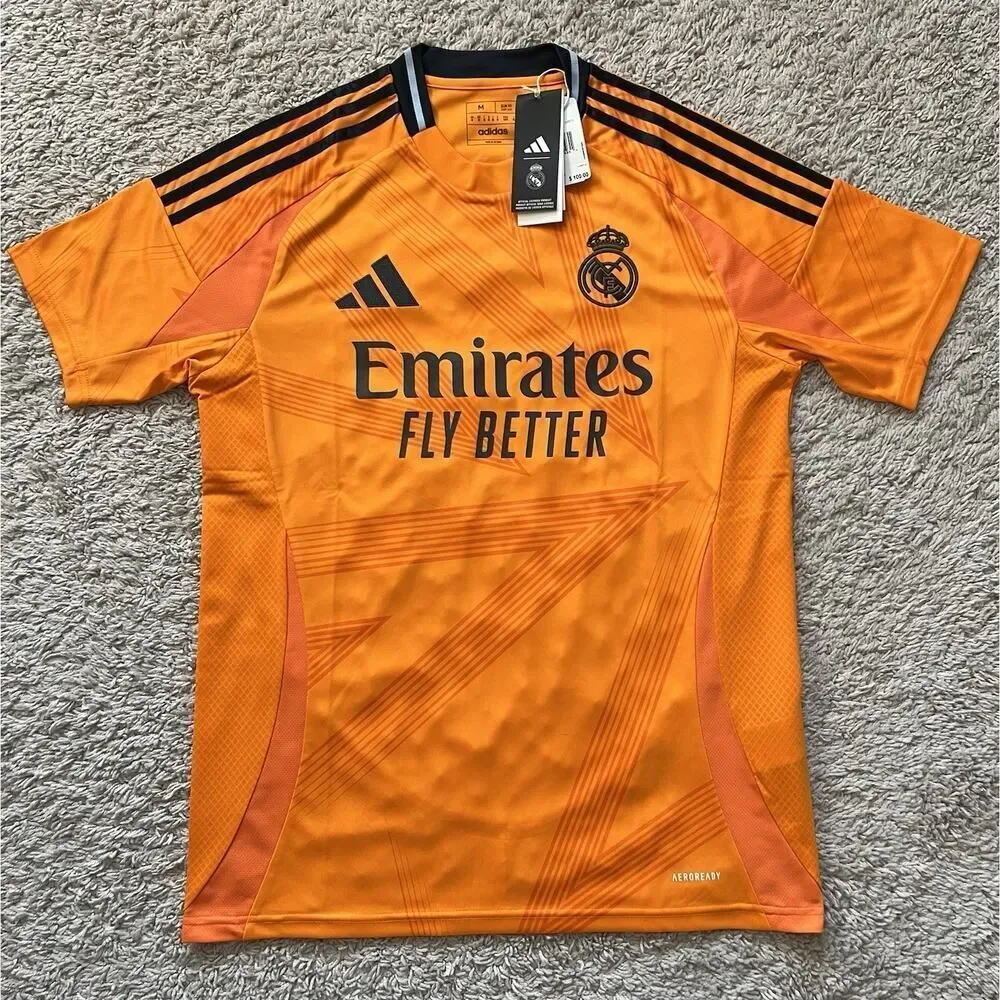 Adidas 2024/25 Real Madrid Away Soccer Jersey Men Size Large Orange IU5013 NWT